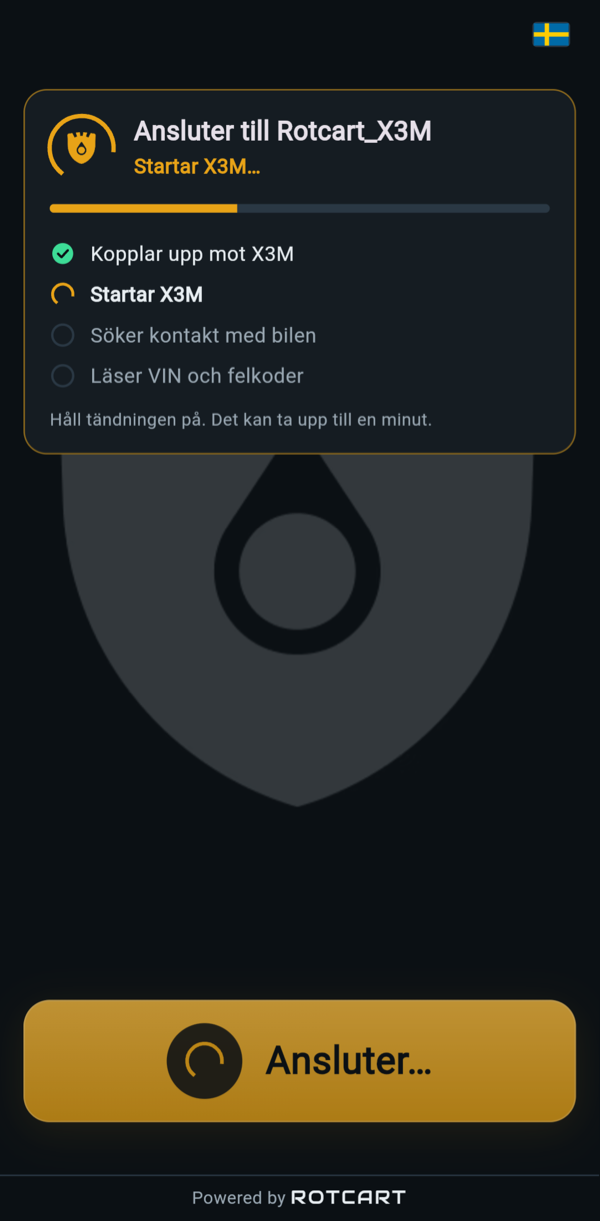 Felkodsläsaren ansluter till Rotcart X3M