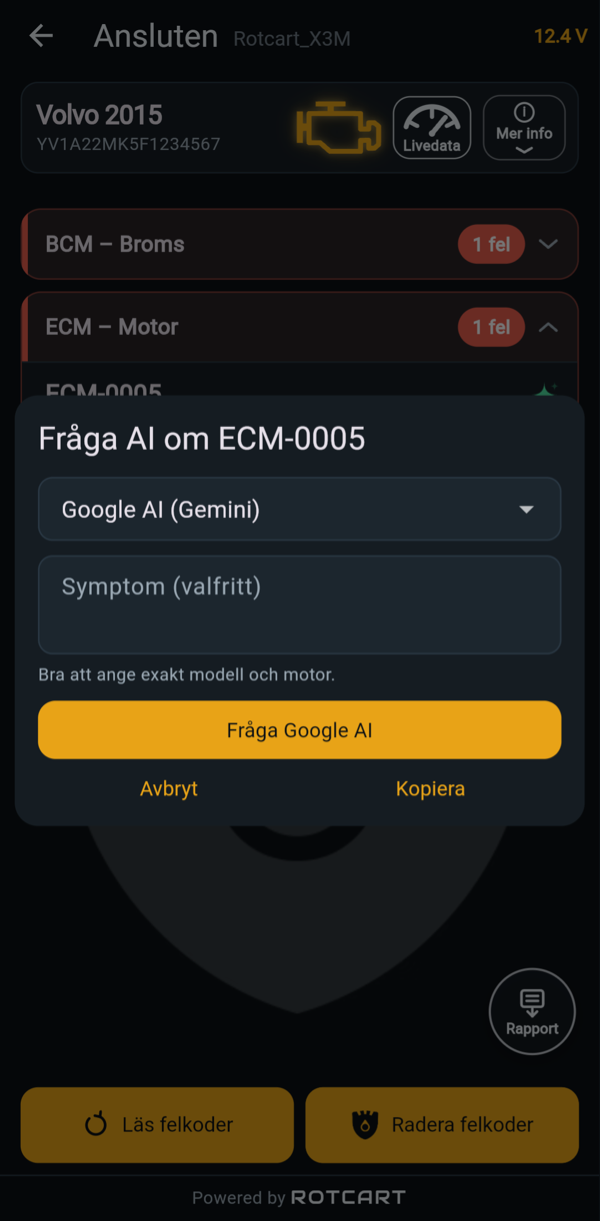 Fråga AI om en felkod