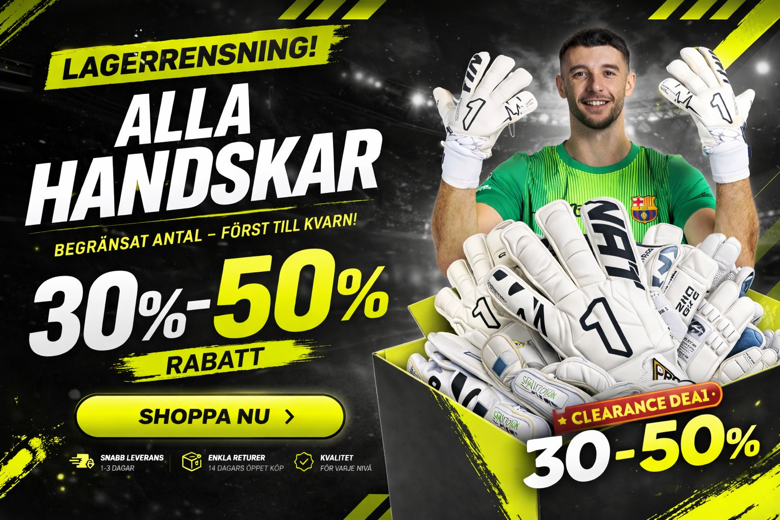 Lagerrensning alla handskar 30-50 procent rabatt