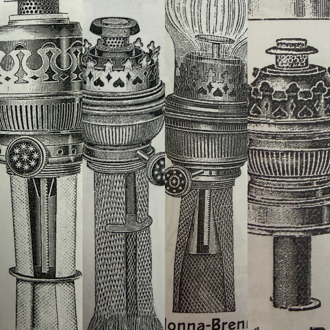 Stora brännare med hissar som håller veken på rätt plats