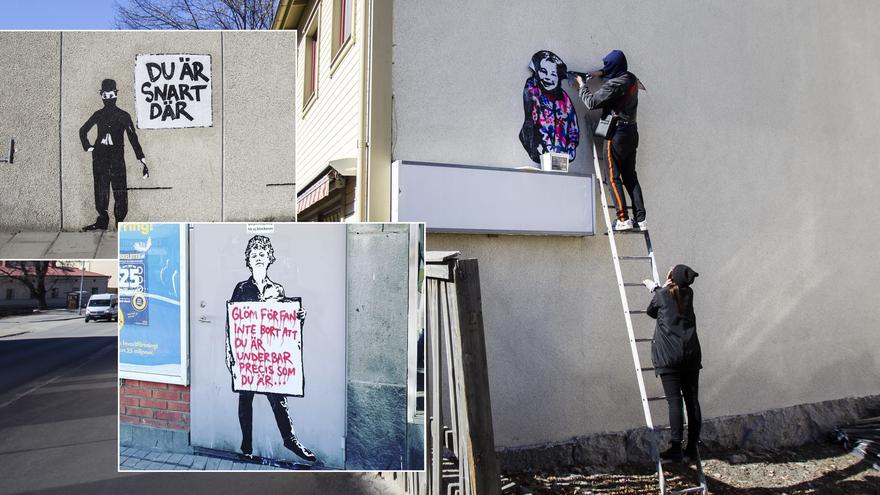 Stor muralmålning av Hellstrom Street Art