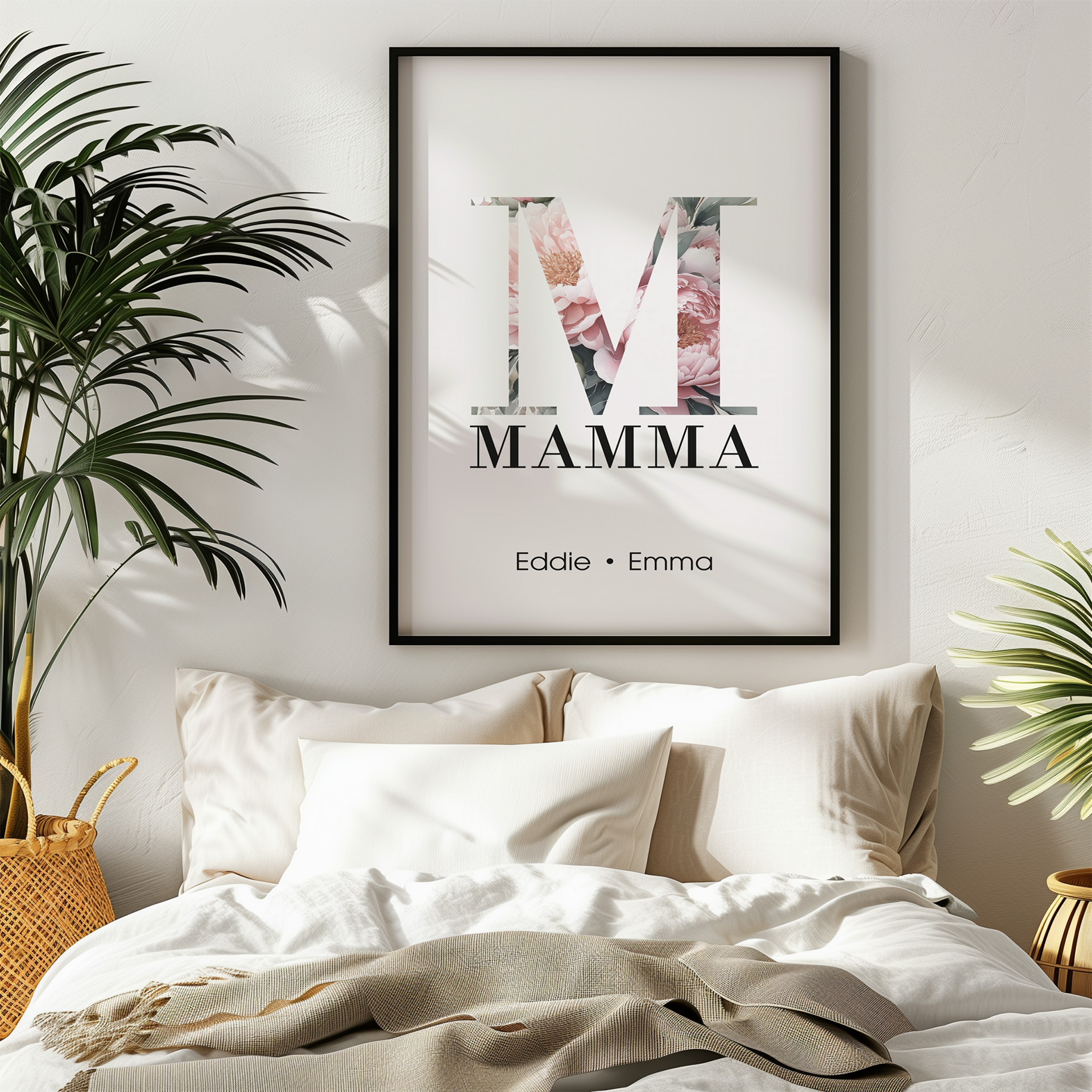 mamma poster blommor bokstav