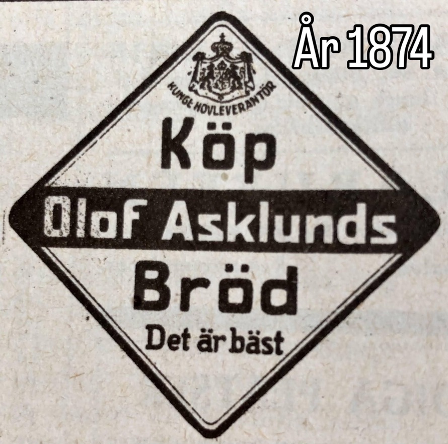 Historisk etikett från Olof Asklunds Bröd och Asklunds Ångbageri i Göteborg, grundat 1874
