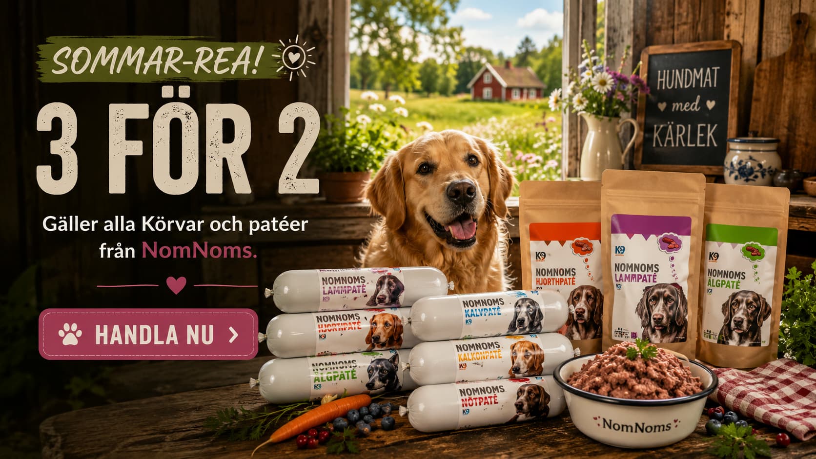 3 för 2 på NomNoms korv och patéer