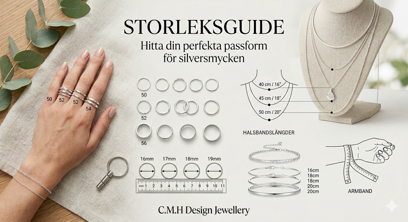 C.M.H Design Jewellerys storleksguide smycken