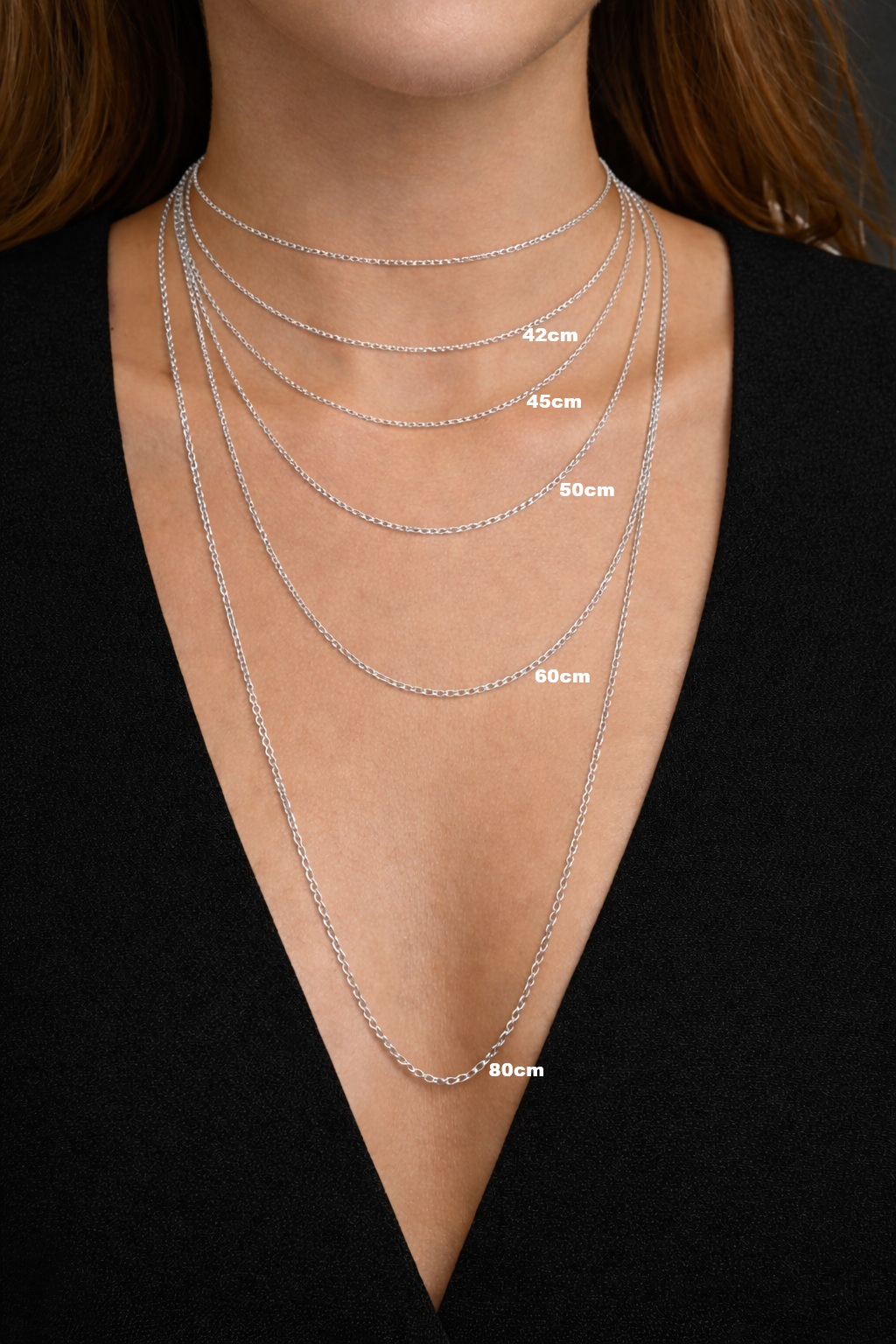 Storleksguide halsband dam olika längder