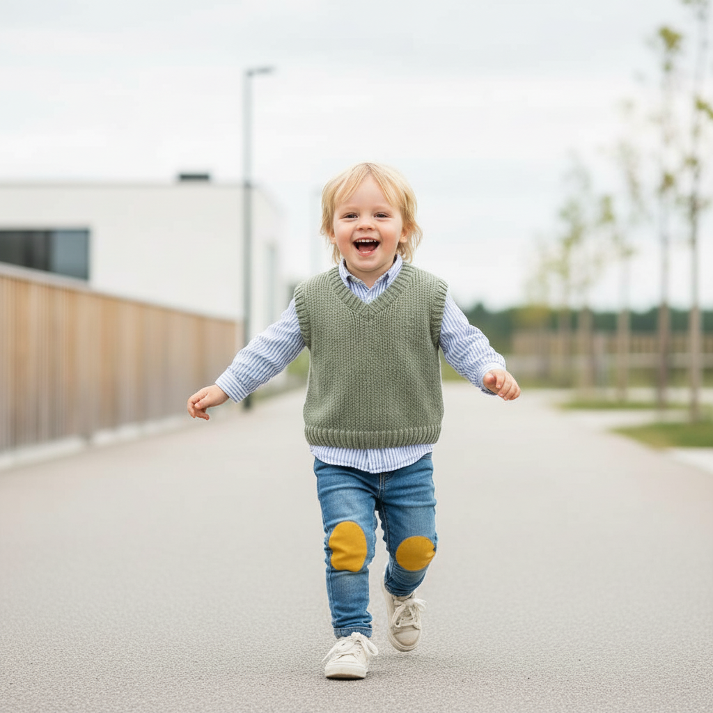 Barn med lagade kläder
