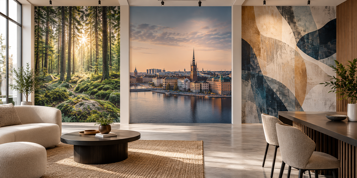 Fototapet i professionell miljö – Natur, stadsmotiv eller abstrakt fototapet – vad passar verksamhet?