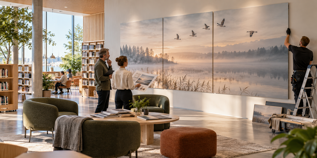 Projektinredning med väggkonst för verksamheter – Beställa till större projekt – så fungerar det