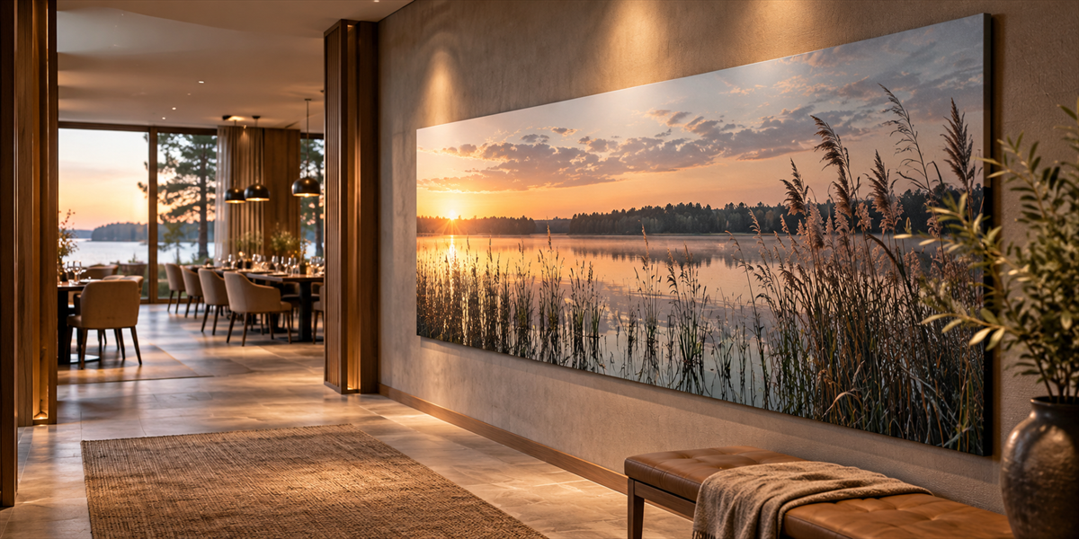 Projektinredning med väggkonst för verksamheter – CanvasFortuna för hotell, restauranger och konferensanläggningar