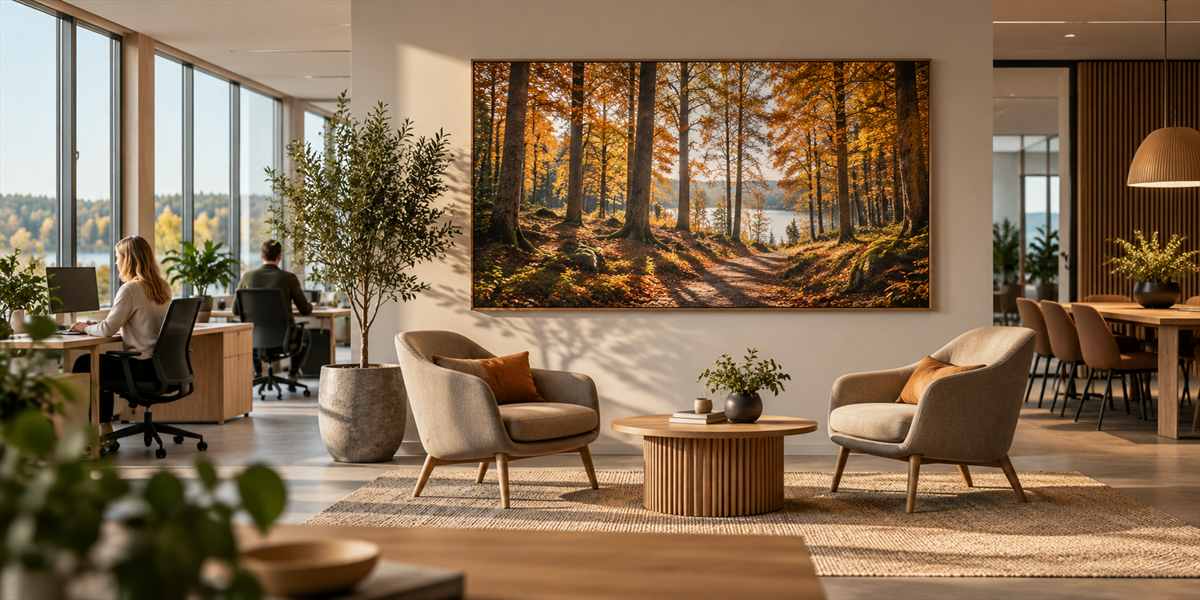 Väggkonst och motiv i professionell miljö – Naturmotiv på arbetsplatser – skapa en lugnare visuell miljö