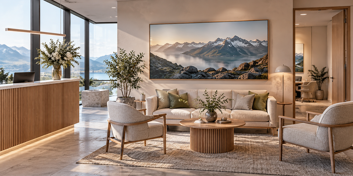 Väggkonst och motiv i professionell miljö – Tavlor för reception, väntrum och kundytor – komplett guide