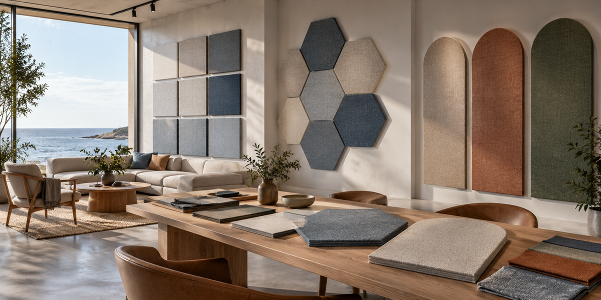 Tygklädda väggpaneler i professionell miljö – Kvadratiska, hexagon, eller valvformade tygpaneler– vad ska man välja?
