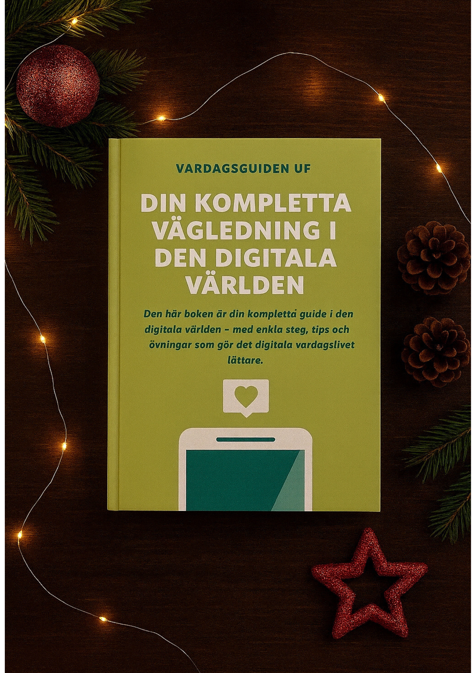 Omslag till boken Vardagsguiden UF med julbakgrund