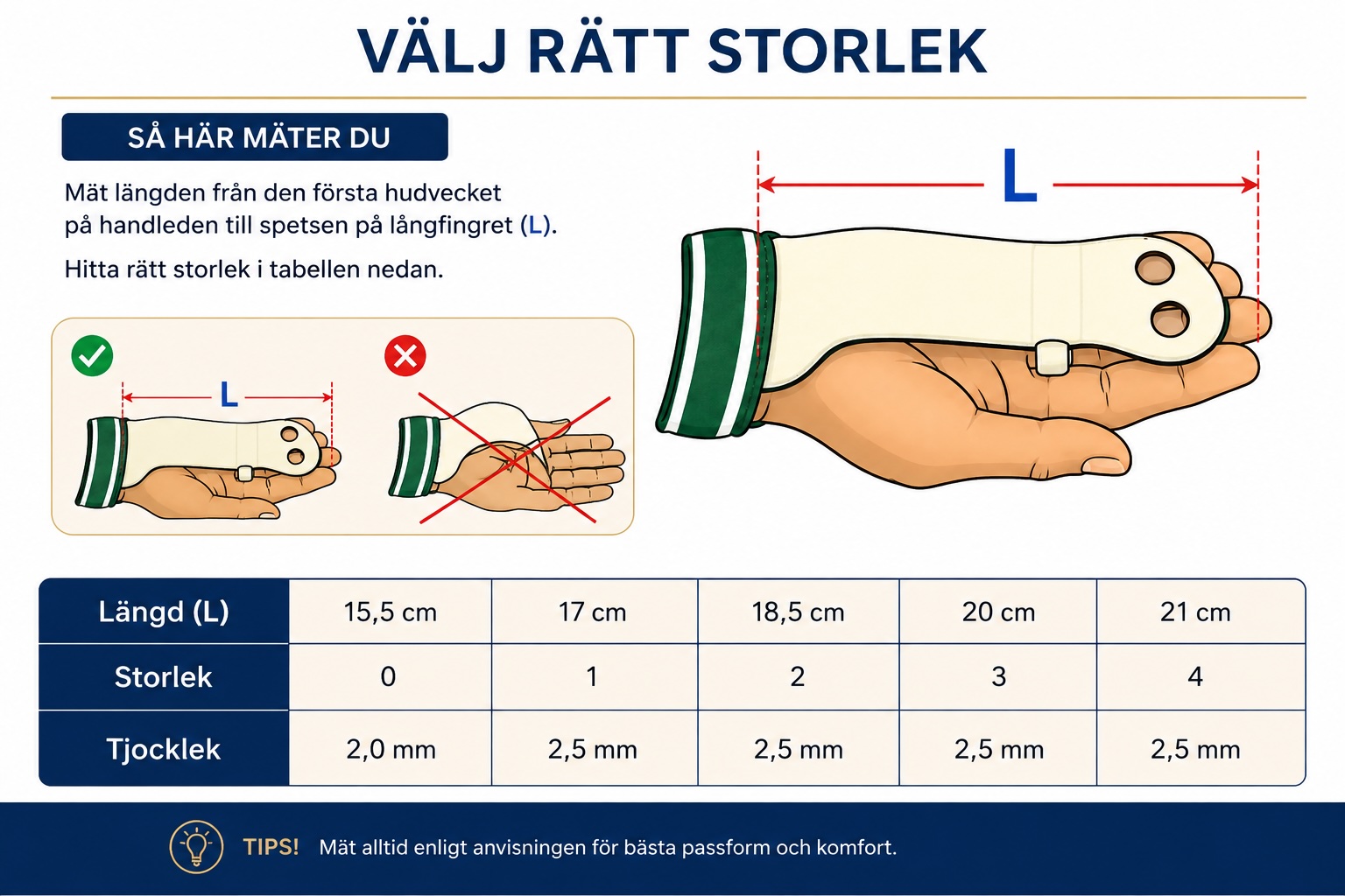 Storleksguide för Reichelsport 4.100 ringskydd