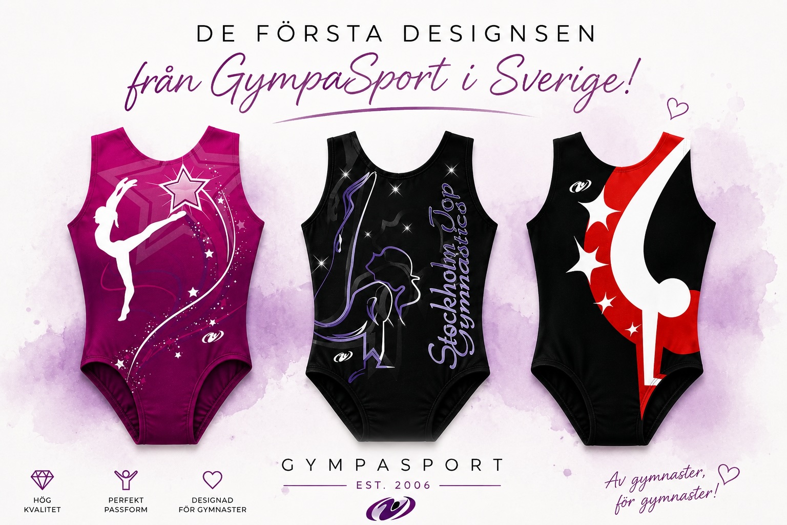 Tidiga sublimerade gymnastikdr&auml;kter fr&aring;n GympaSport f&ouml;r svenska gymnastikf&ouml;reningar