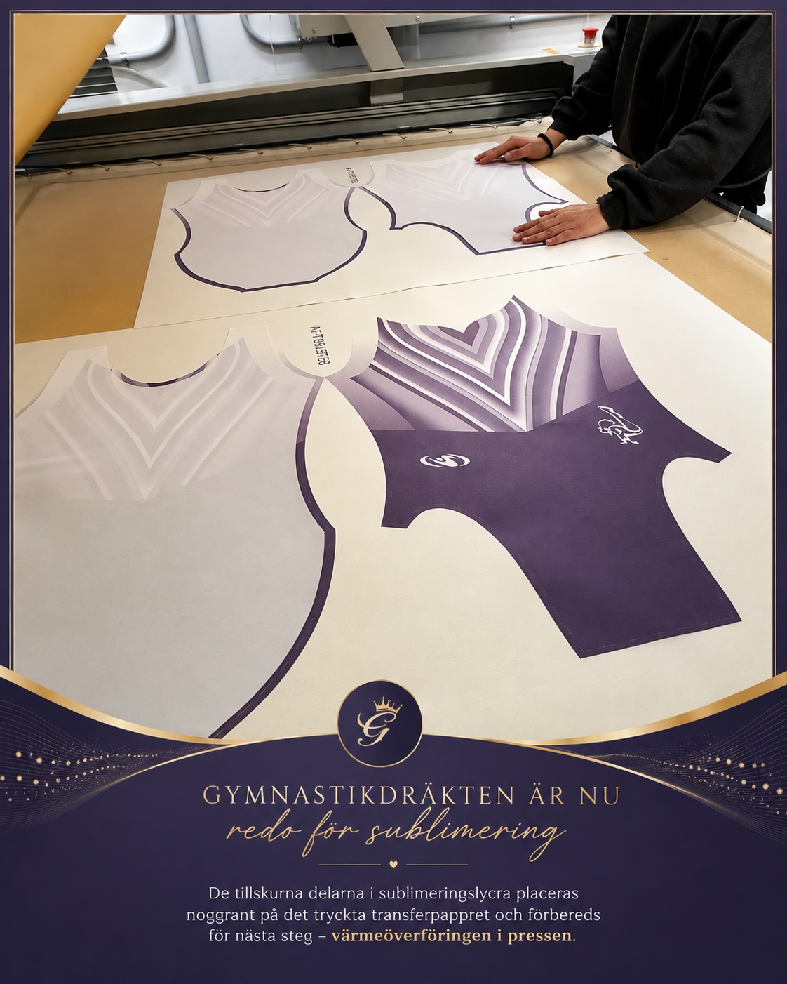 Förberedelse av gymnastikdräkt inför sublimering