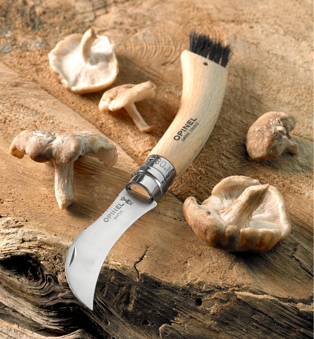 Opinel No 8 svampkniv med borste
