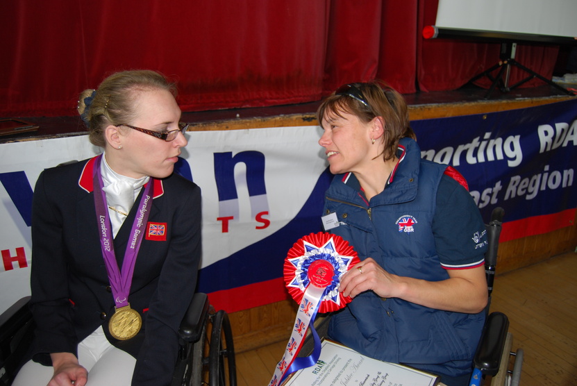 Sophie Christiansen chats to RDA carriage driver, Sarah Baverstock