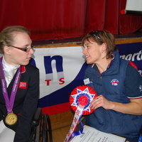 Sophie Christiansen chats to RDA carriage driver, Sarah Baverstock