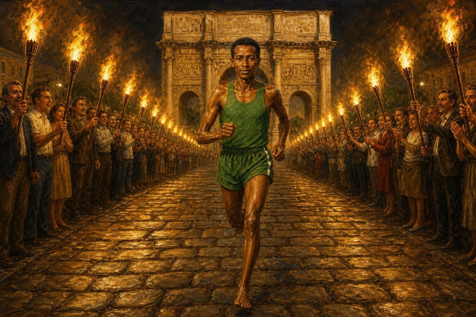 Abebe Bikila Runs Barefoot