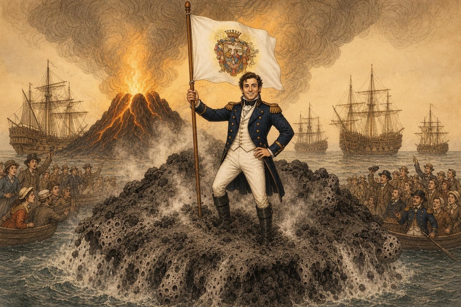 Four Flags on a Pile of Ash