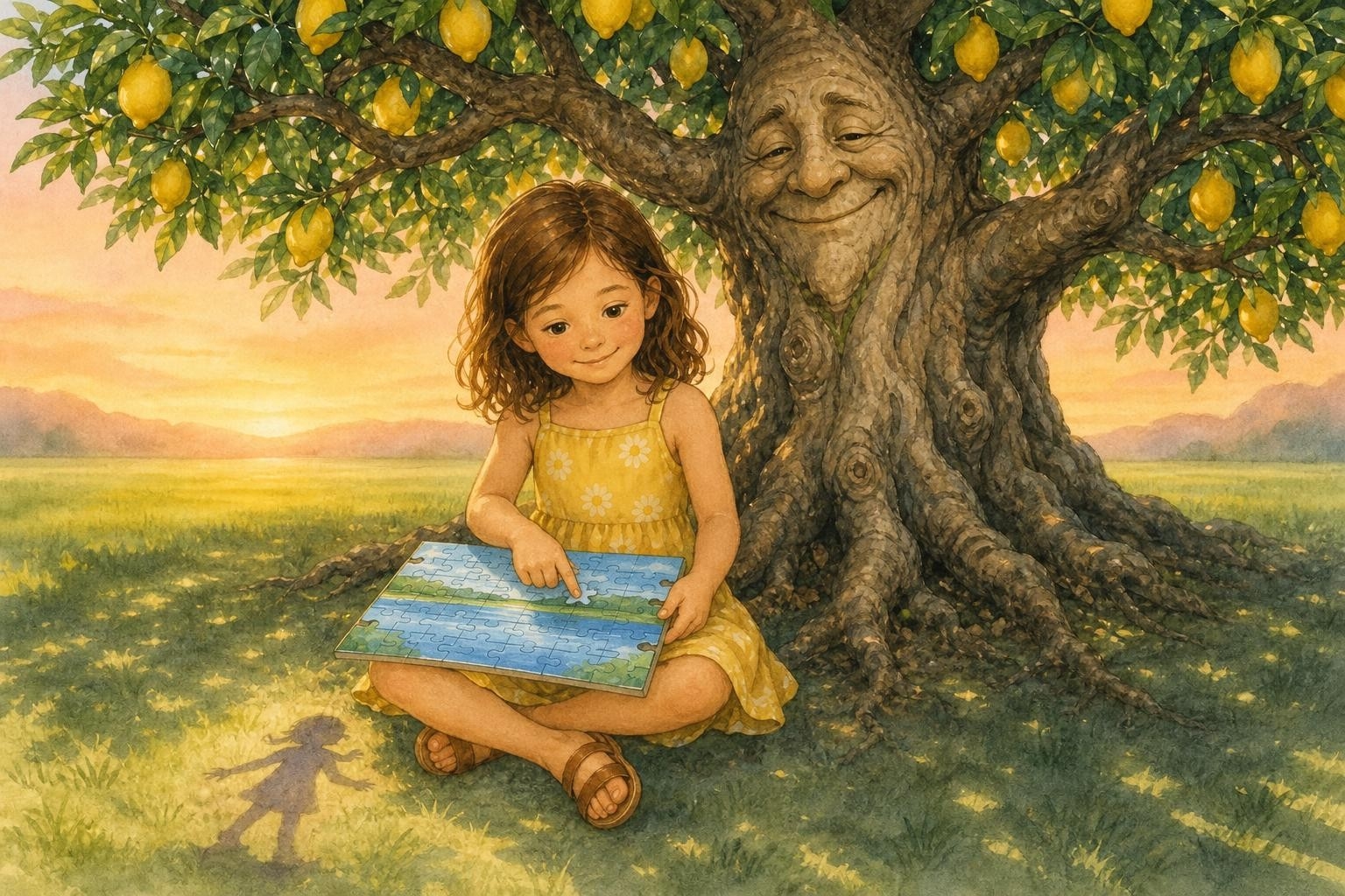 A Lemon Tree with a Girl's Shadow