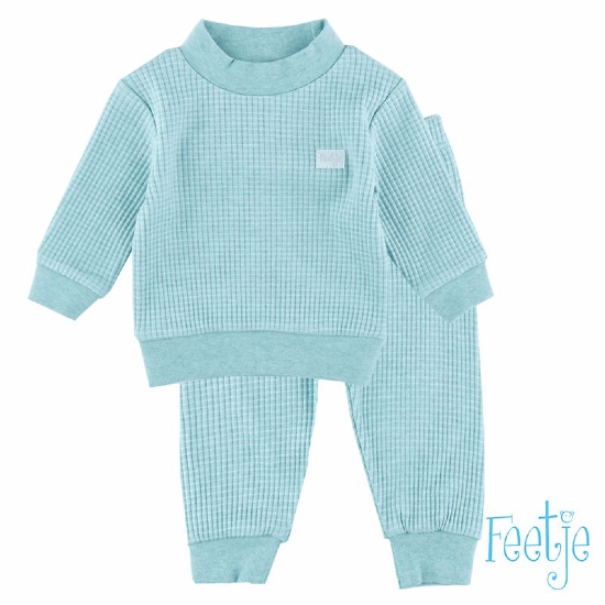 Feetje wafel pyjama Green Melange