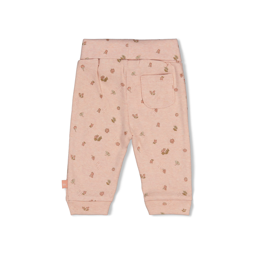 Feetje Broek pointelle rib AOP - Roze melange