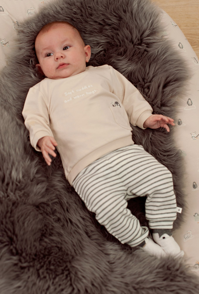 Feetje Broek rib met streep - Antraciet melange