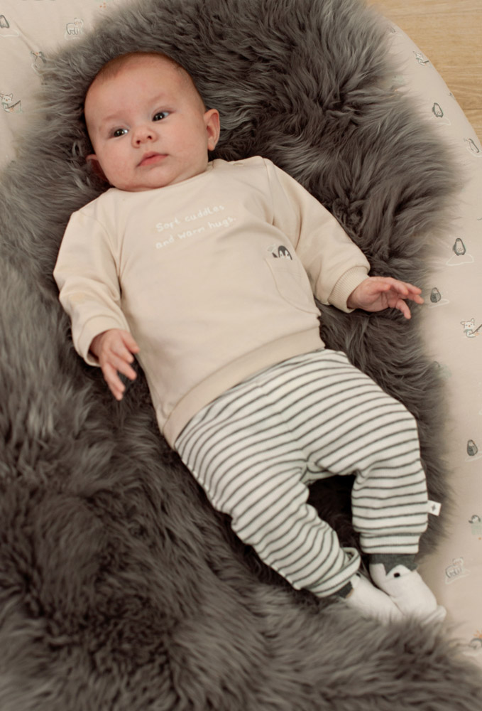 Feetje Broek rib met streep - Antraciet melange
