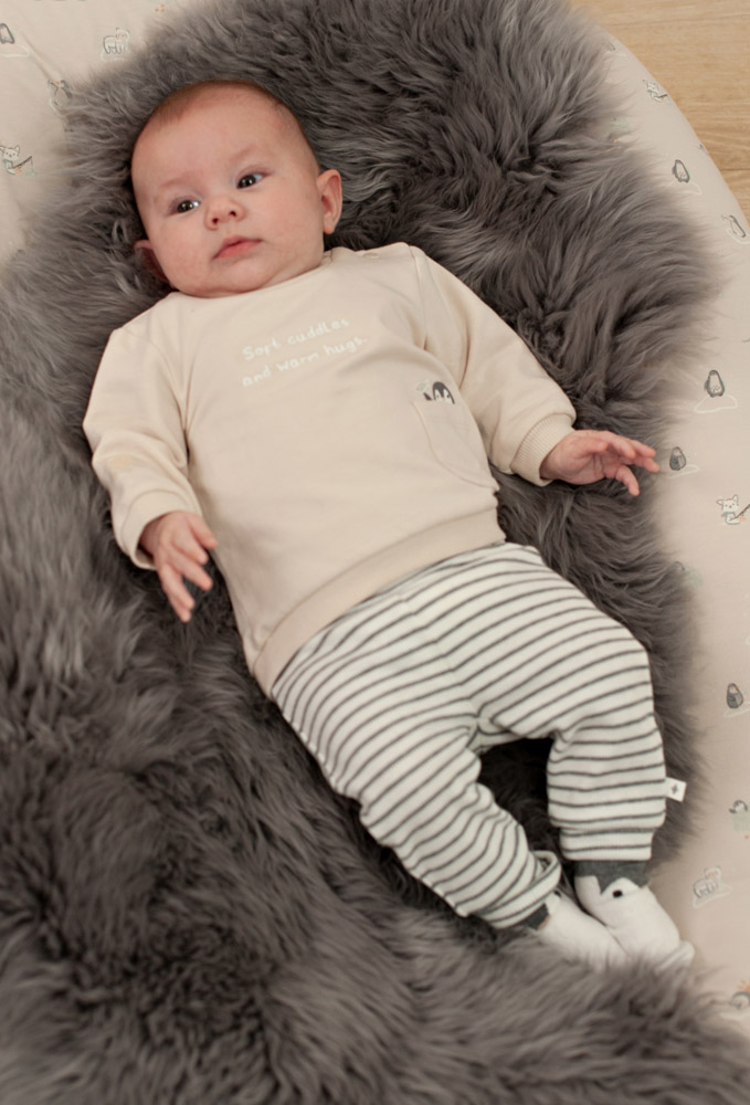 Feetje Broek rib met streep - Antraciet melange
