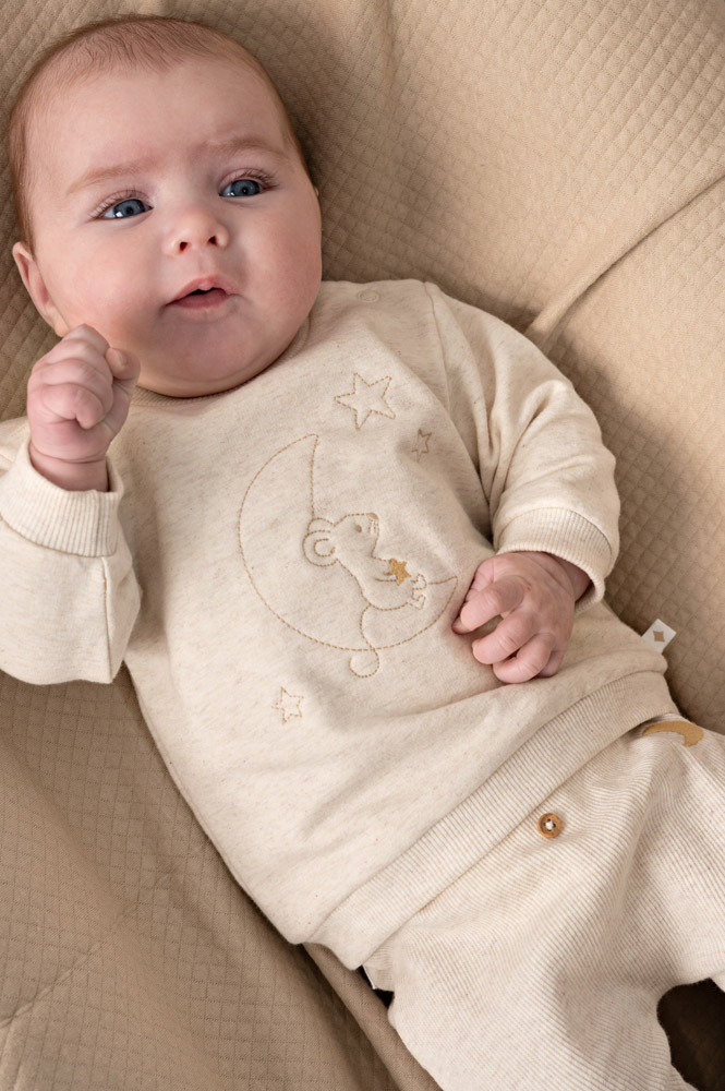 Feetje Broek rib - Offwhite melange