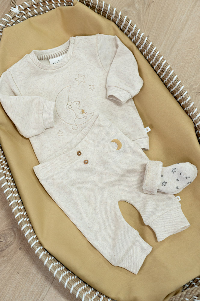 Feetje Broek rib - Offwhite melange