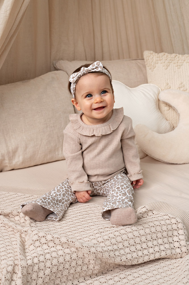 Feetje Flare broek AOP - Offwhite melange