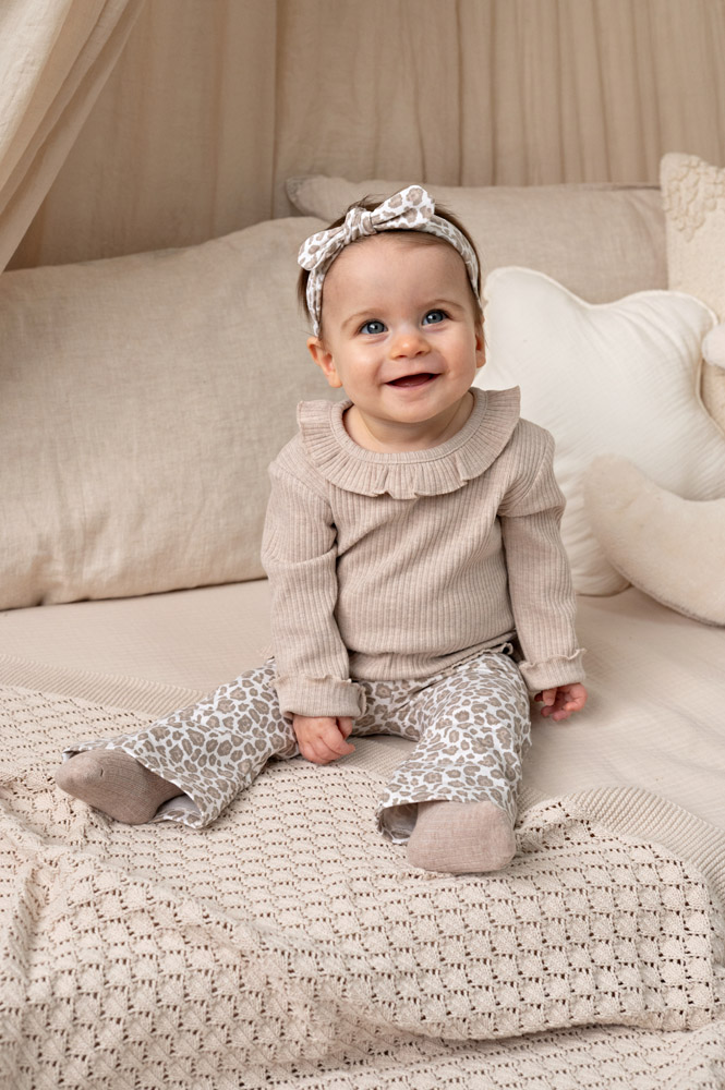 Feetje Flare broek AOP - Offwhite melange