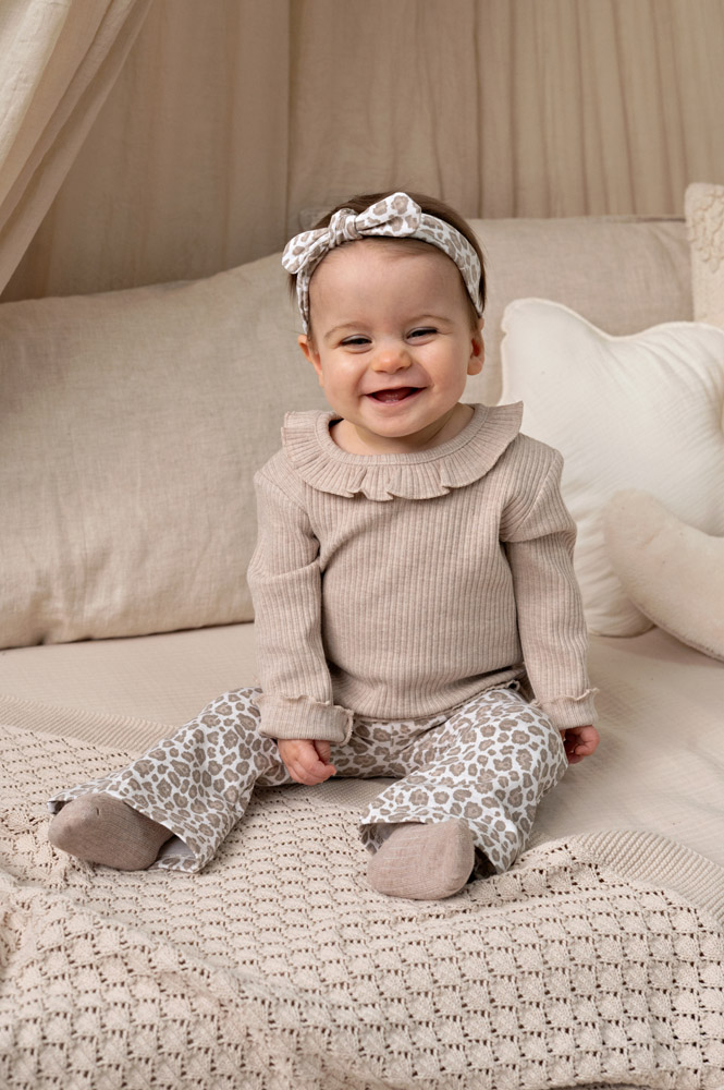 Feetje Flare broek AOP - Offwhite melange