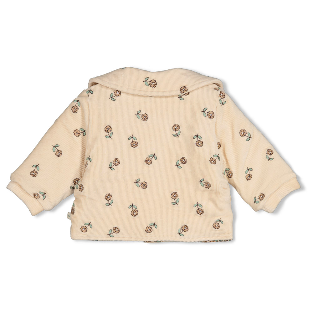 Feetje Jasje velours rib met borduursels - Offwhite
