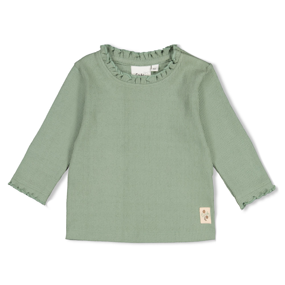 Feetje Longsleeve pointelle rib - Jade Groen