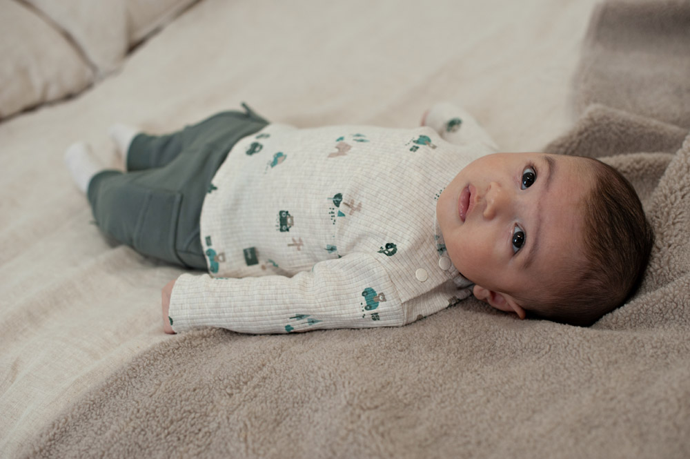 Feetje Longsleeve rib AOP - Offwhite melange