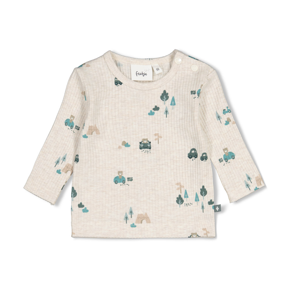 Feetje Longsleeve rib AOP - Offwhite melange