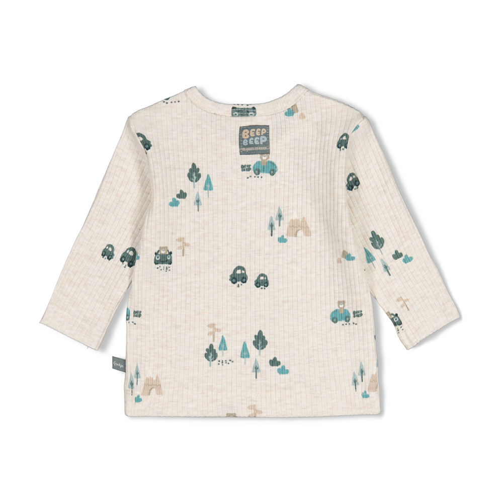 Feetje Longsleeve rib AOP - Offwhite melange
