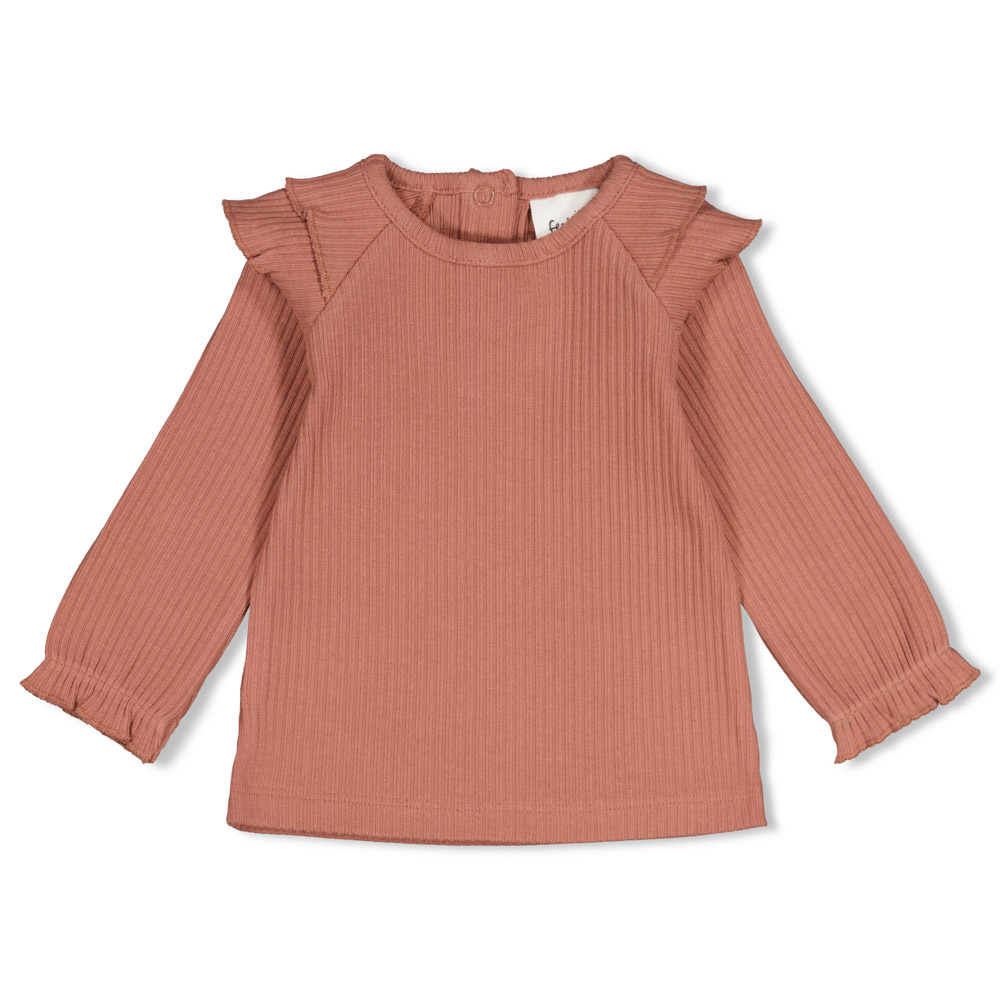 Feetje Longsleeve rib met ruches - Mauve