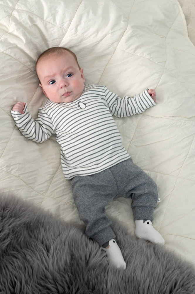 Feetje Longsleeve rib met streep - Antraciet melange