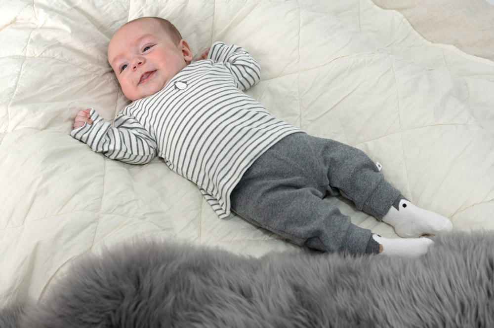 Feetje Longsleeve rib met streep - Antraciet melange