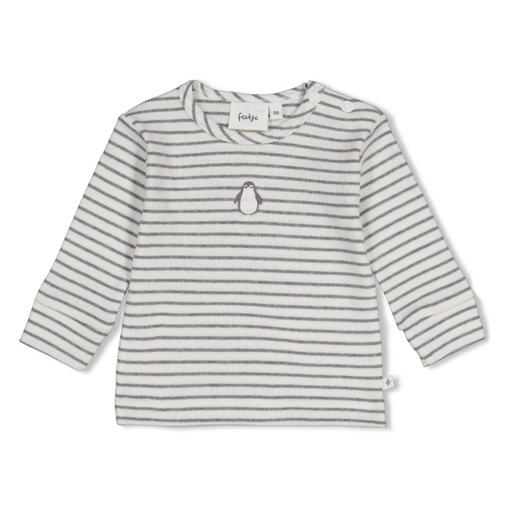 Feetje Longsleeve rib met streep - Antraciet melange