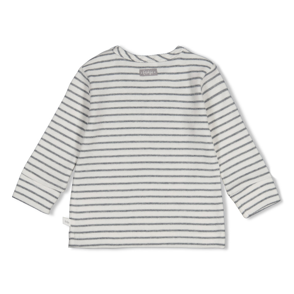 Feetje Longsleeve rib met streep - Antraciet melange