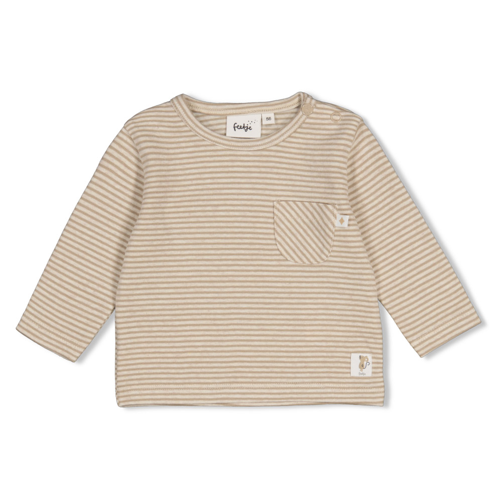 Feetje Longsleeve rib met streep - Taupe