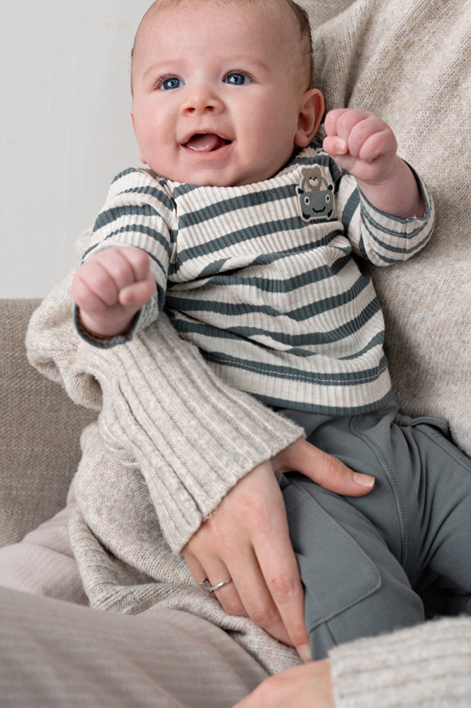 Feetje Longsleeve rib met streep - Zeegroen