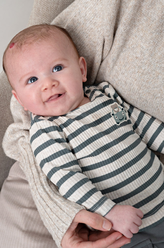 Feetje Longsleeve rib met streep - Zeegroen